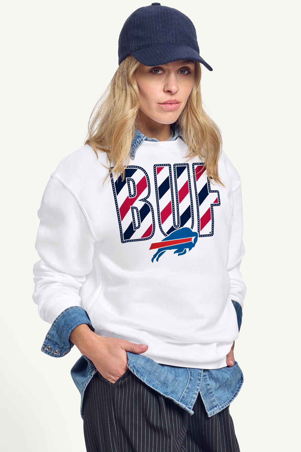 WOMENS BUFFALO BILLS STARS AND STRIPES SWEATSHIRT