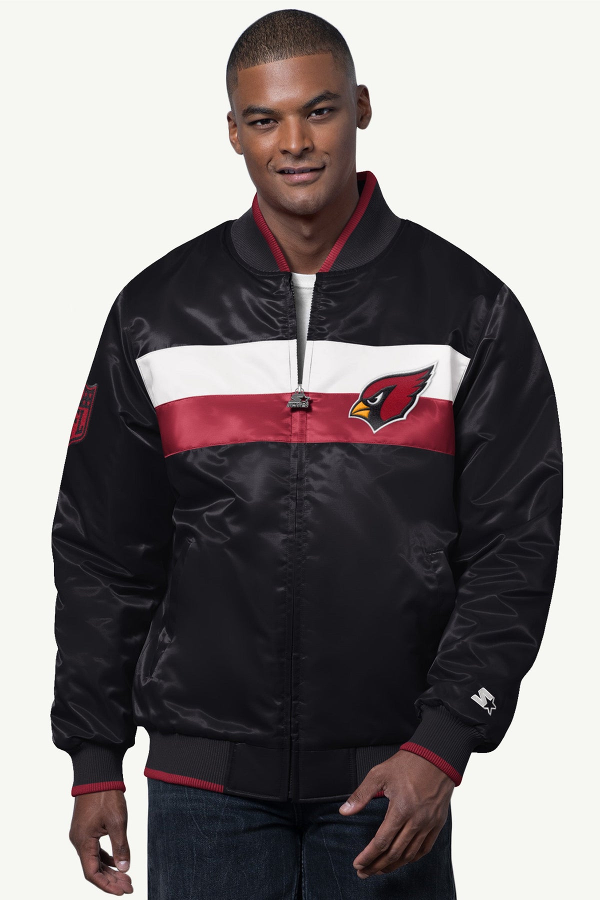 MENS ARIZONA CARDINALS AMBASSADOR SATIN VARSITY JACKET