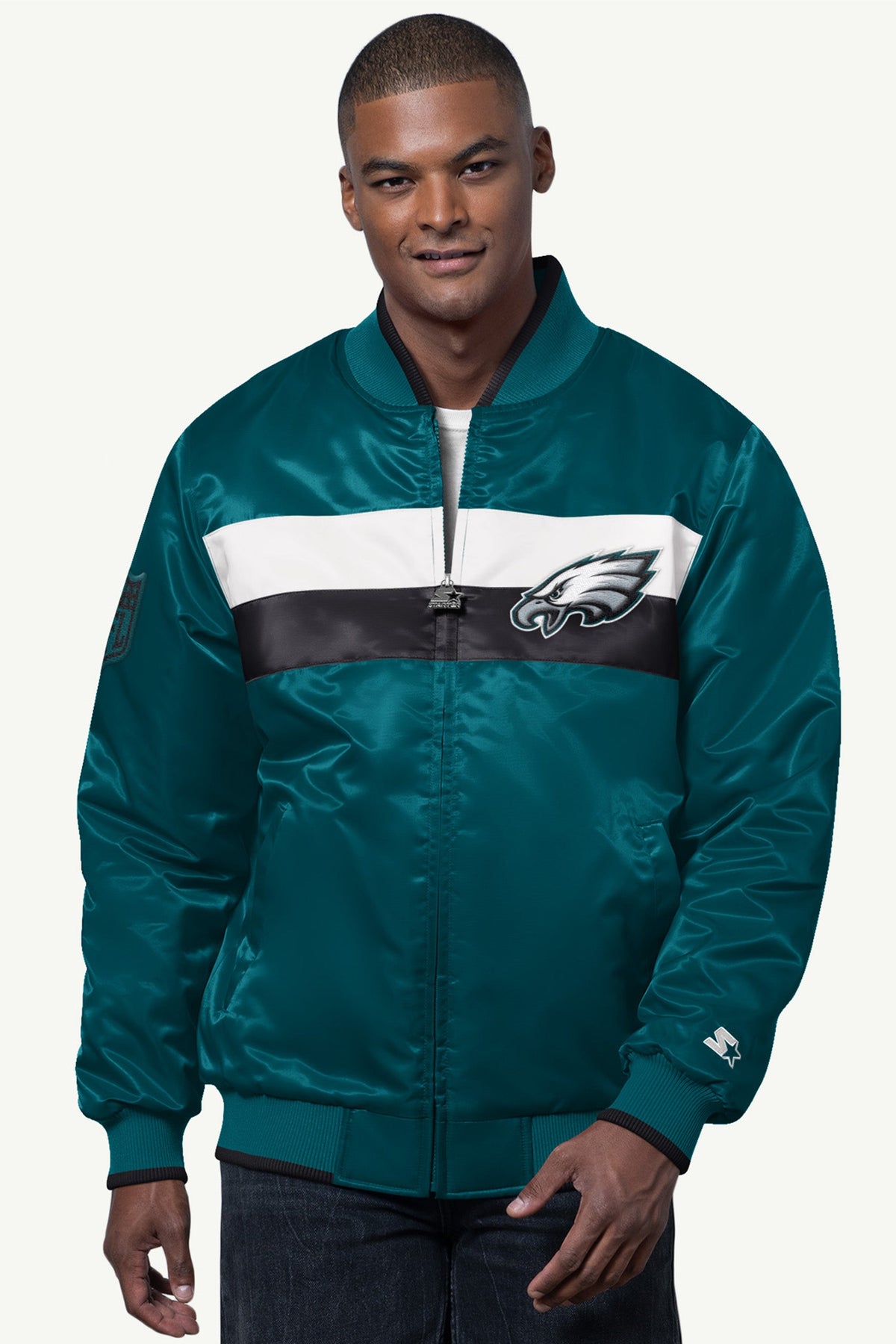 MENS PHILADELPHIA EAGLES AMBASSADOR SATIN VARSITY JACKET