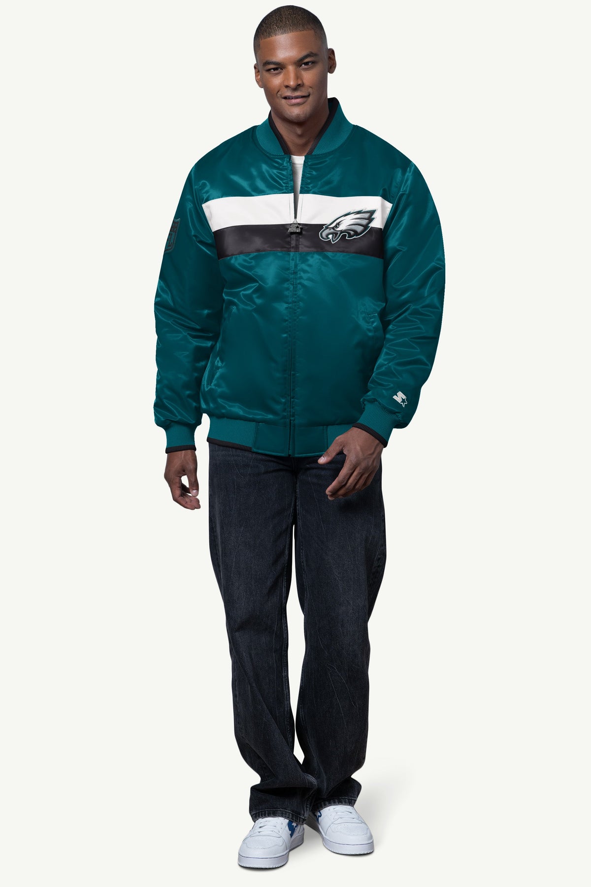 MENS PHILADELPHIA EAGLES AMBASSADOR SATIN VARSITY JACKET