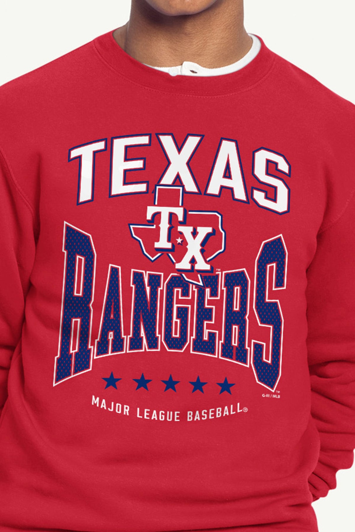 MENS TEXAS RANGERS CENTER SQUEEZE SWEATSHIRT
