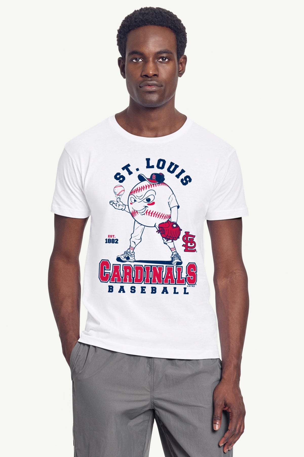 MENS ST. LOUIS CARDINALS  BASEBALL CHARACTER SHORT SLEEVE T SHIRT