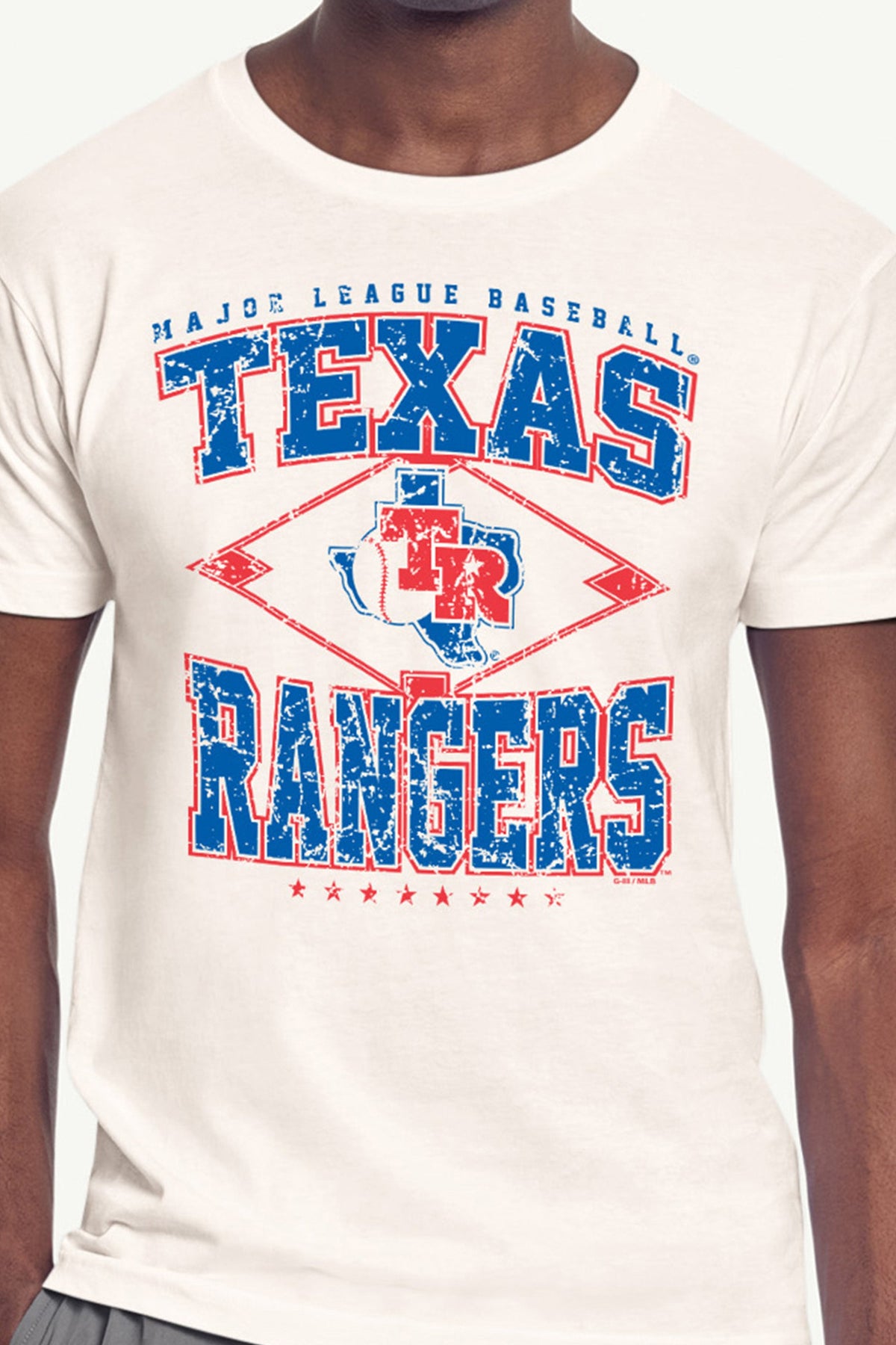 MENS TEXAS RANGERS DISTRESSED COOPERSTOWN DIAMOND SHORT SLEEVE T SHIRT