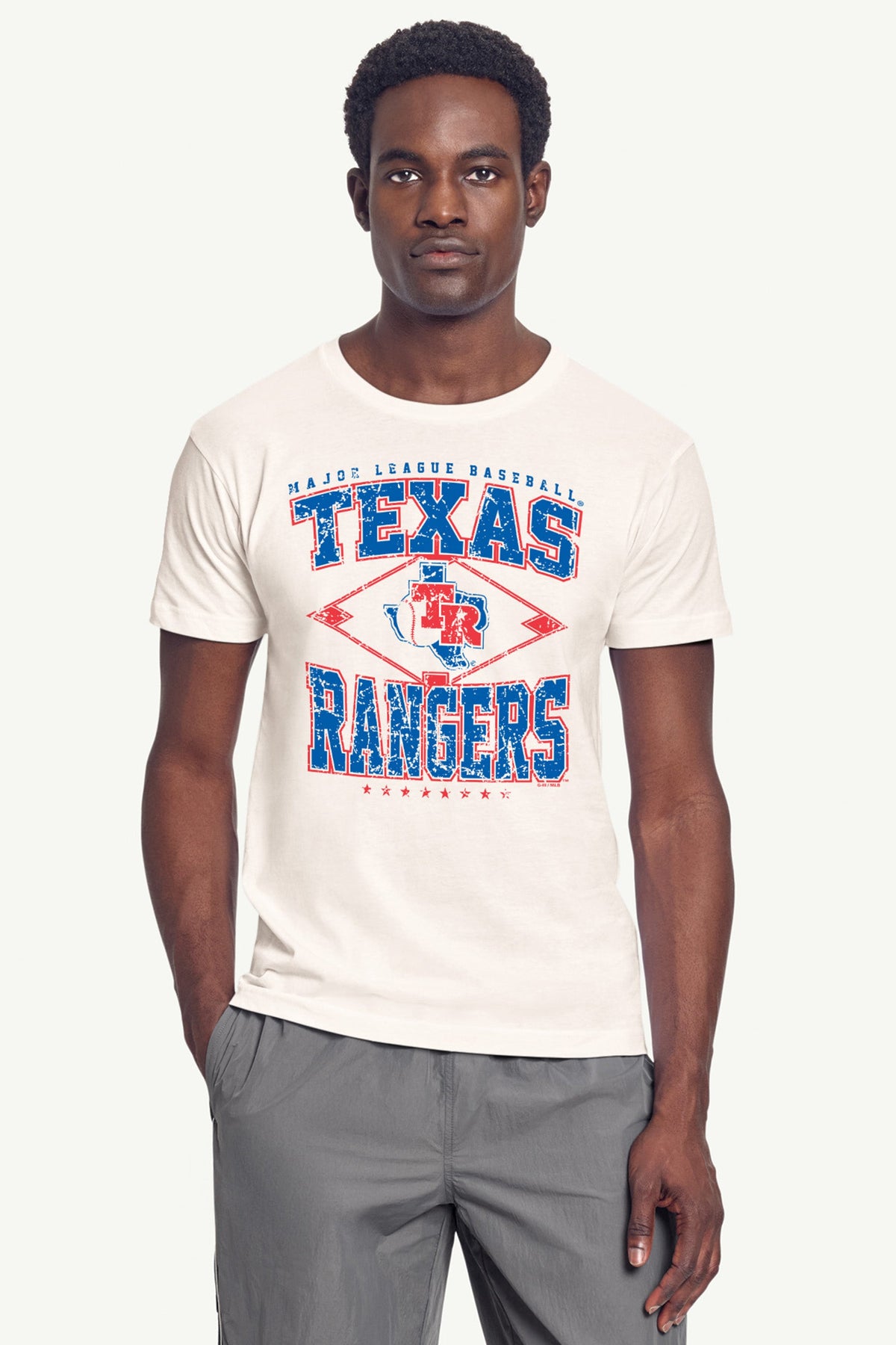 MENS TEXAS RANGERS DISTRESSED COOPERSTOWN DIAMOND SHORT SLEEVE T SHIRT