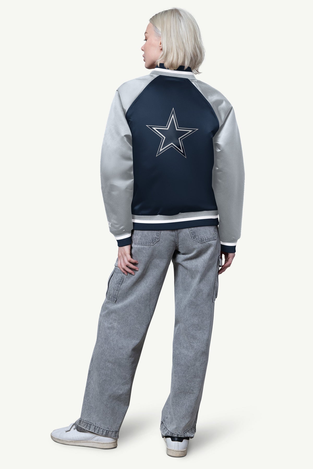 WOMENS DALLAS COWBOYS FINAL SCORE SATIN VARSITY JACKET