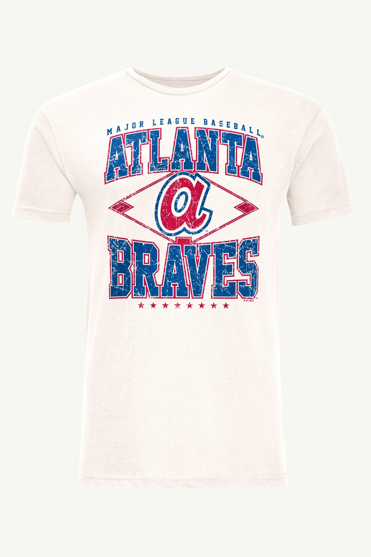 MENS ATLANTA BRAVES DISTRESSED COOPERSTOWN DIAMOND SHORT SLEEVE T SHIRT