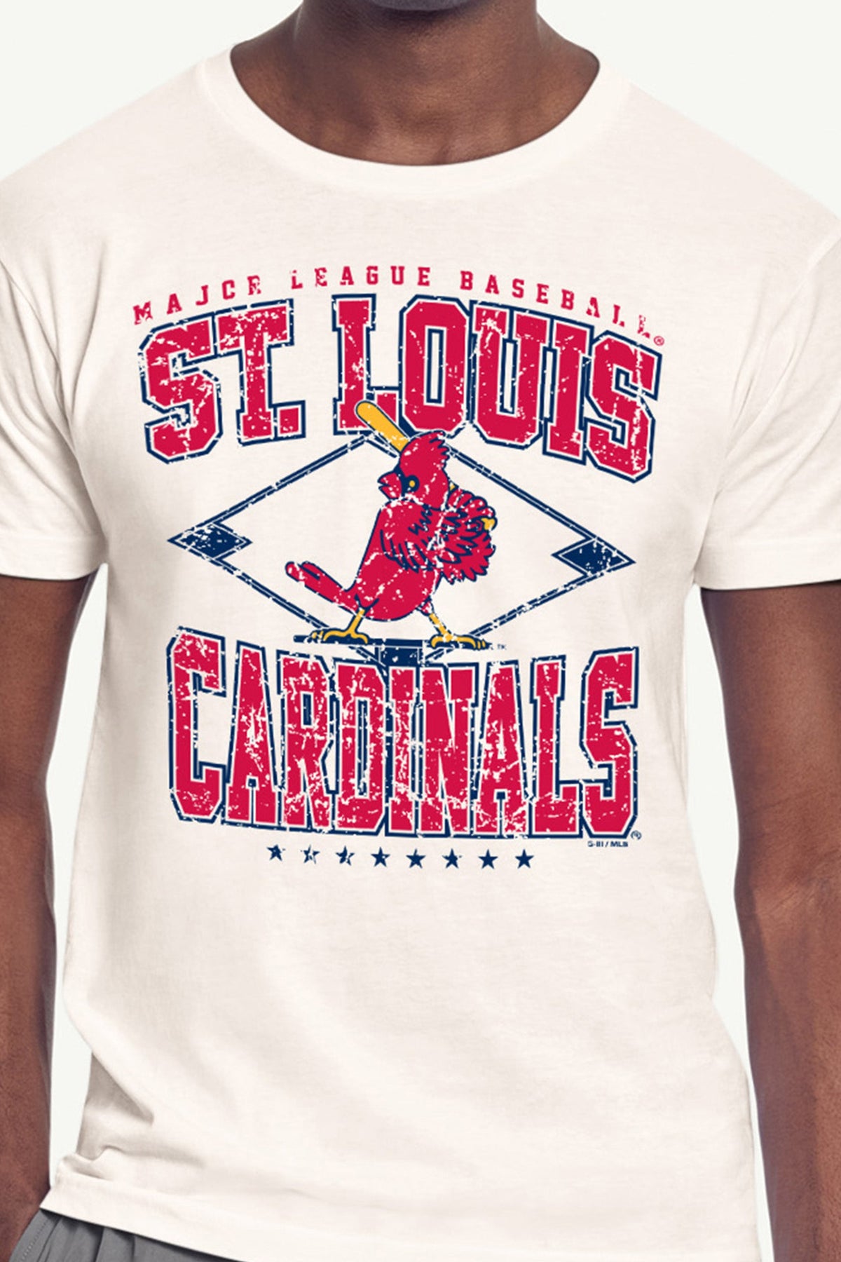 MENS ST. LOUIS CARDINALS DISTRESSED COOPERSTOWN DIAMOND SHORT SLEEVE T SHIRT