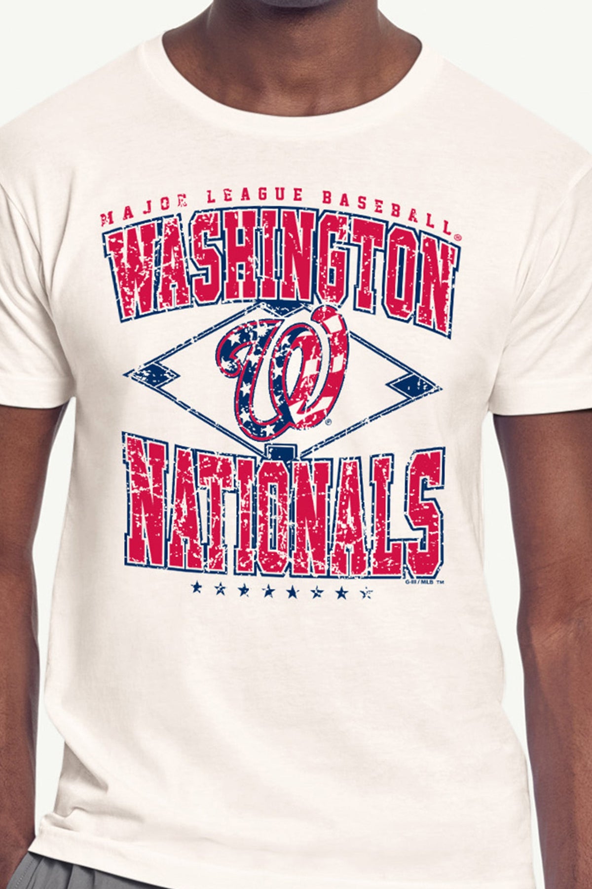 MENS WASHINGTON NATIONALS DISTRESSED COOPERSTOWN DIAMOND SHORT SLEEVE T SHIRT