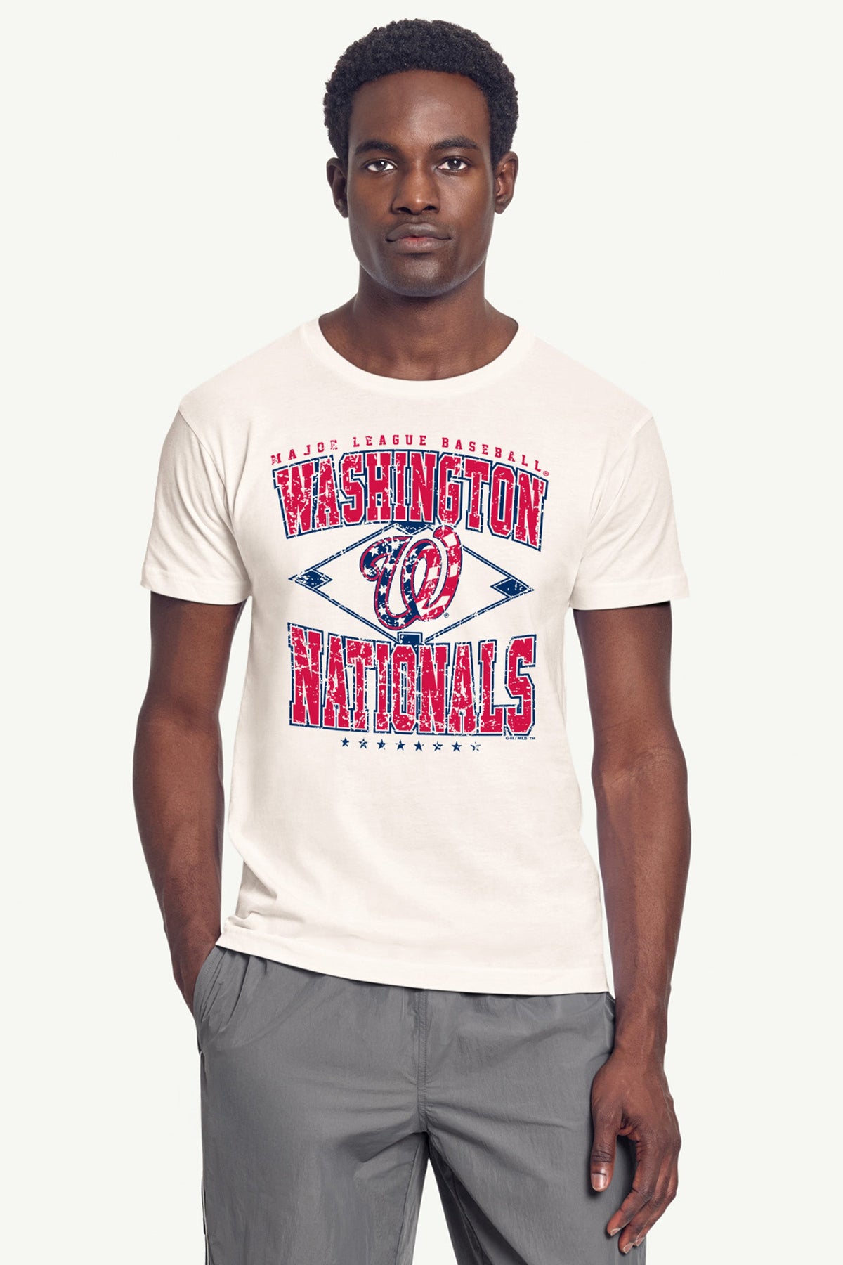 MENS WASHINGTON NATIONALS DISTRESSED COOPERSTOWN DIAMOND SHORT SLEEVE T SHIRT