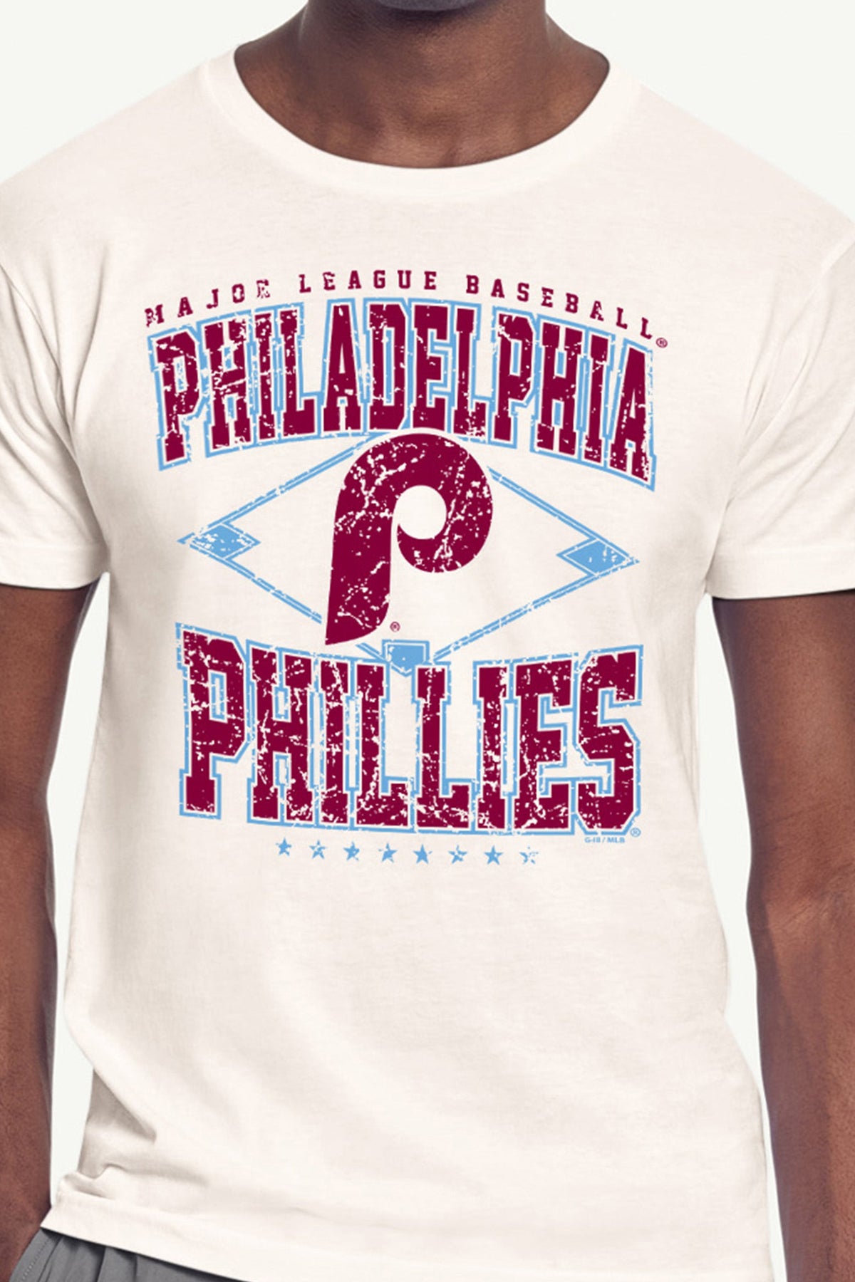 MENS PHILADELPHIA PHILLIES DISTRESSED COOPERSTOWN DIAMOND SHORT SLEEVE T SHIRT