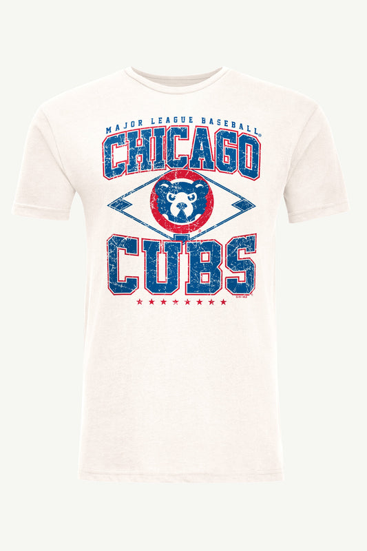 MENS CHICAGO CUBS DISTRESSED COOPERSTOWN DIAMOND SHORT SLEEVE T SHIRT