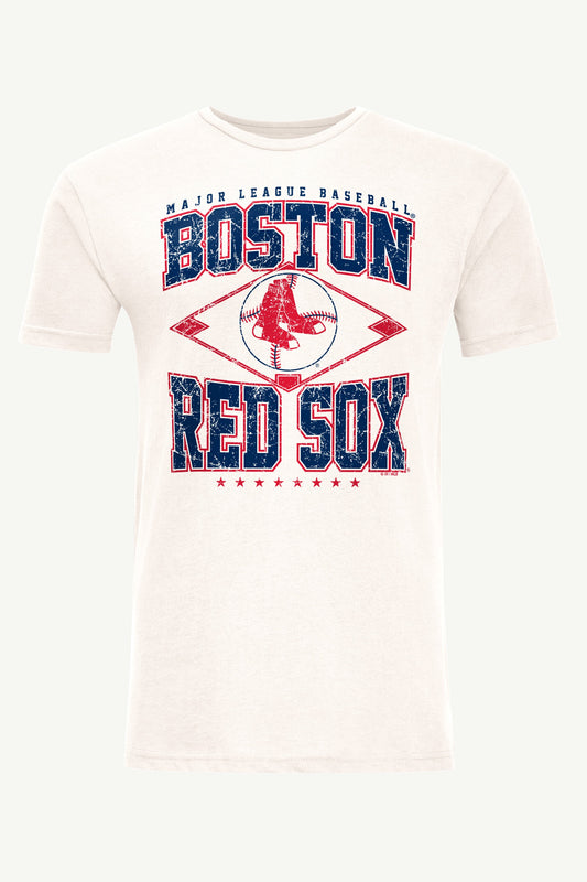 MENS BOSTON RED SOX  DISTRESSED COOPERSTOWN DIAMOND SHORT SLEEVE T SHIRT