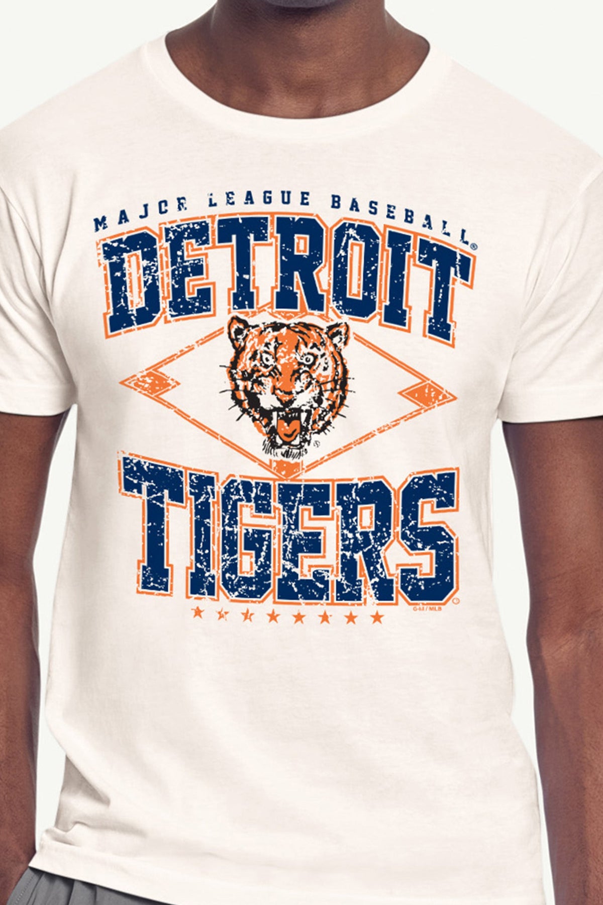 MENS DETROIT TIGERS DISTRESSED COOPERSTOWN DIAMOND SHORT SLEEVE T SHIRT
