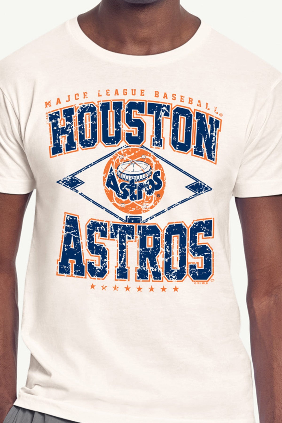 MENS HOUSTON ASTROS DISTRESSED COOPERSTOWN DIAMOND SHORT SLEEVE T SHIRT