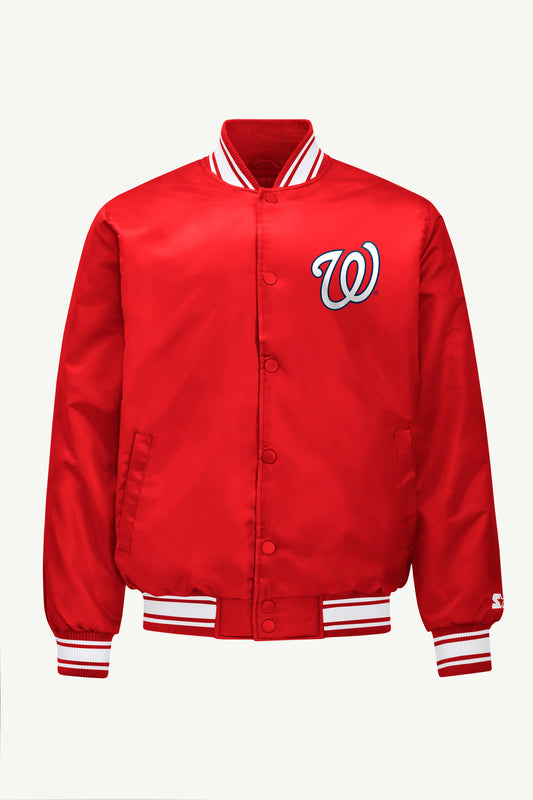 MENS WASHINGTON NATIONALS SATIN VARSITY JACKET