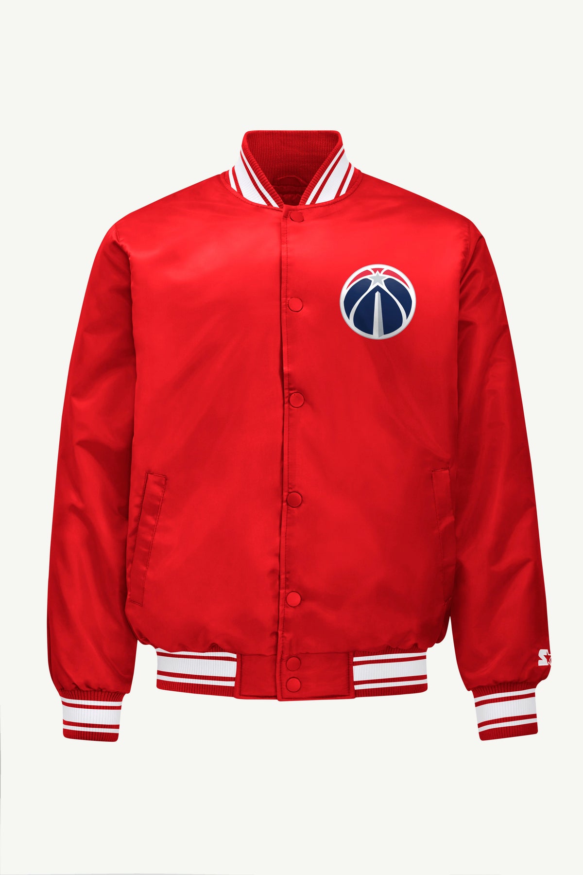 MENS WASHINGTON WIZARDS MESH LOOK SATIN VARSITY JACKET
