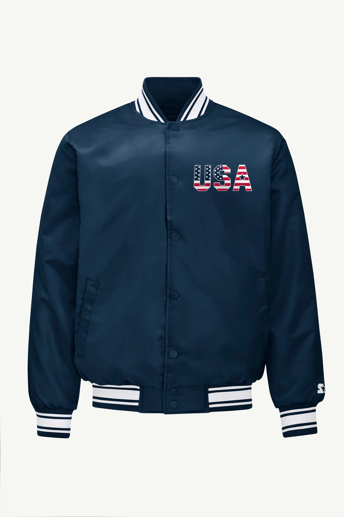 MENS STARTER USA EAGLE CREST SATIN VARSITY JACKET