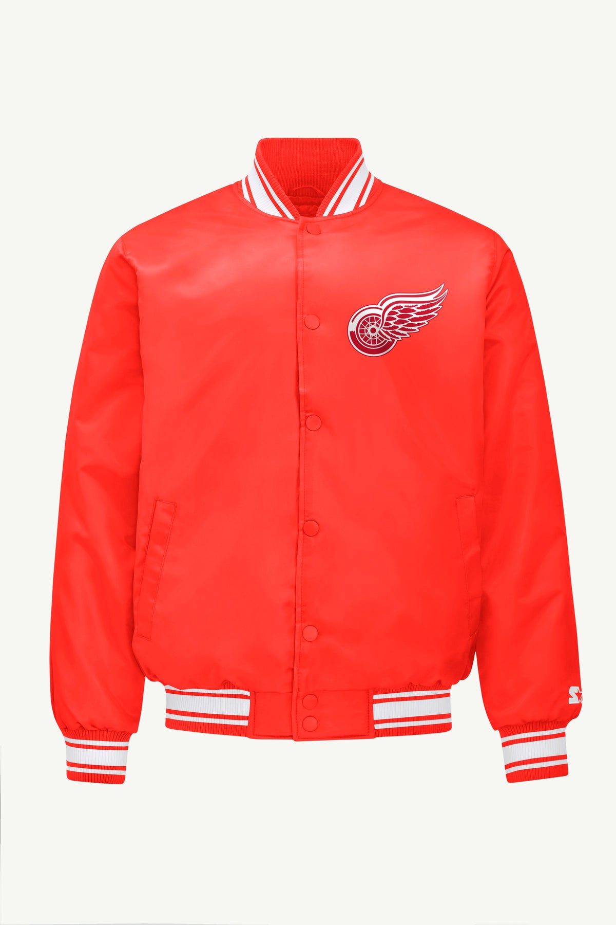 MENS DETROIT RED WINGS TRIANGLE SATIN VARSITY JACKET