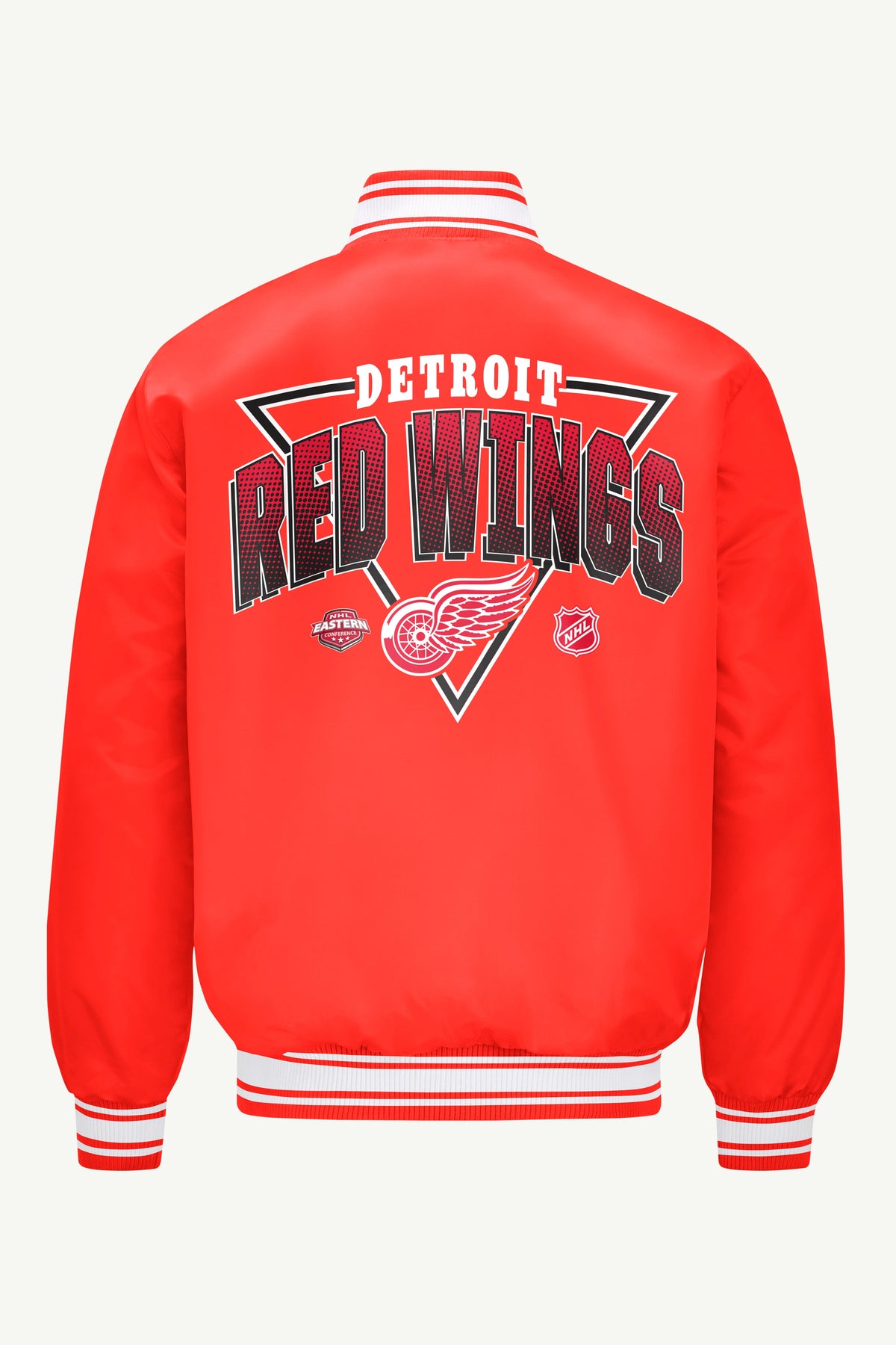MENS DETROIT RED WINGS TRIANGLE SATIN VARSITY JACKET